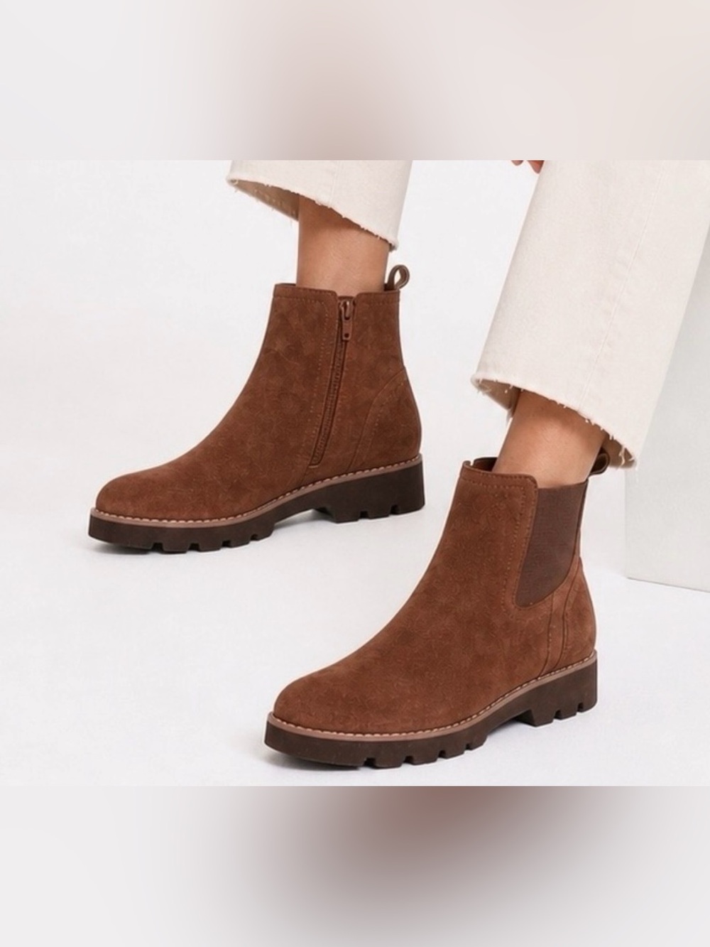 VIONIC BRIGHTON ANKLE BOOTS Brown Suede Size 7 New